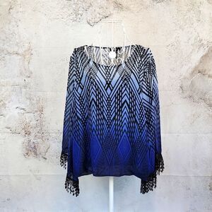 Alfani Elegant Blue and Black Geometric Women's Top Size L